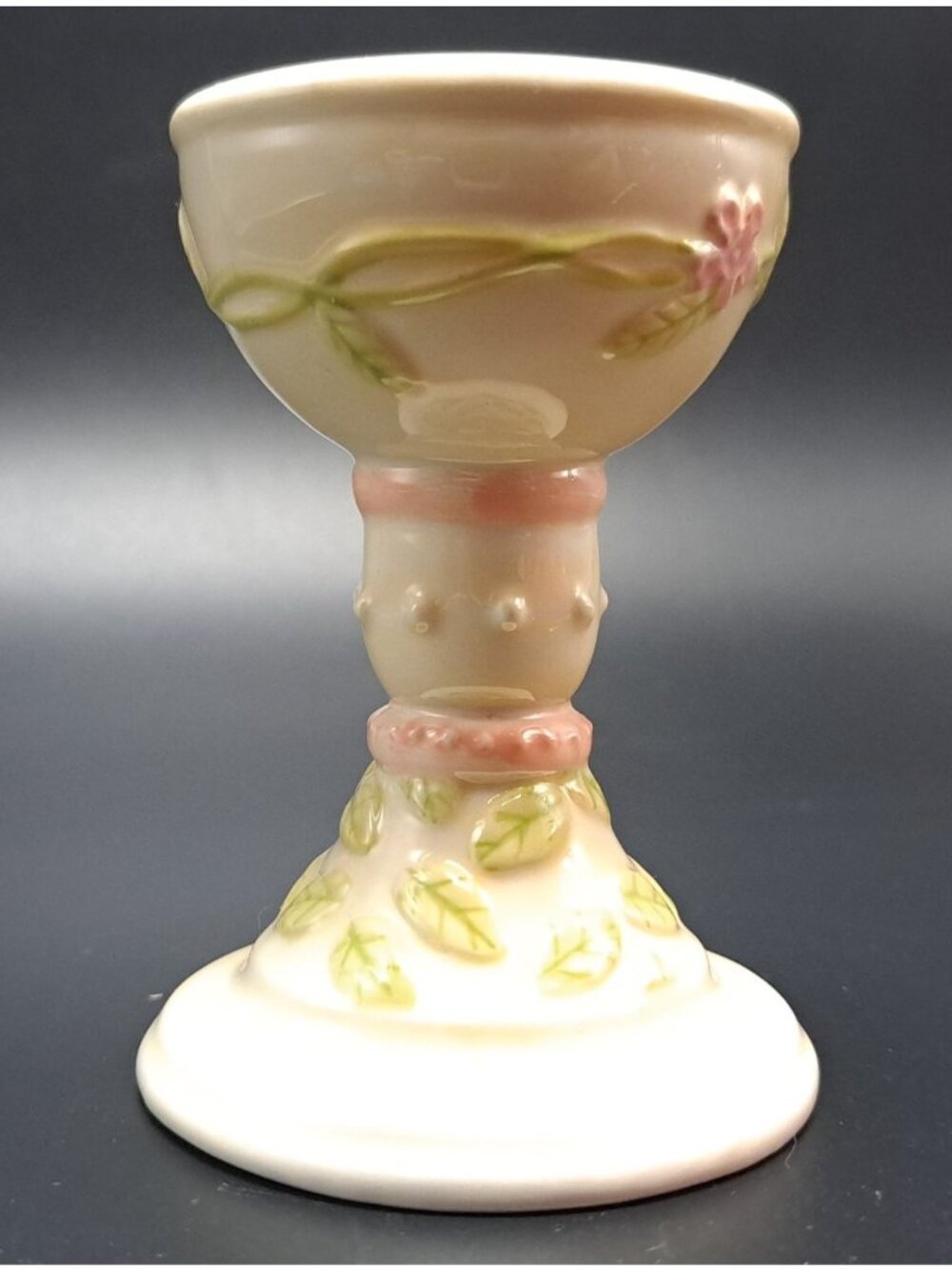 Department 56 Decorative Floral Ceramic Egg Cup Green Pink